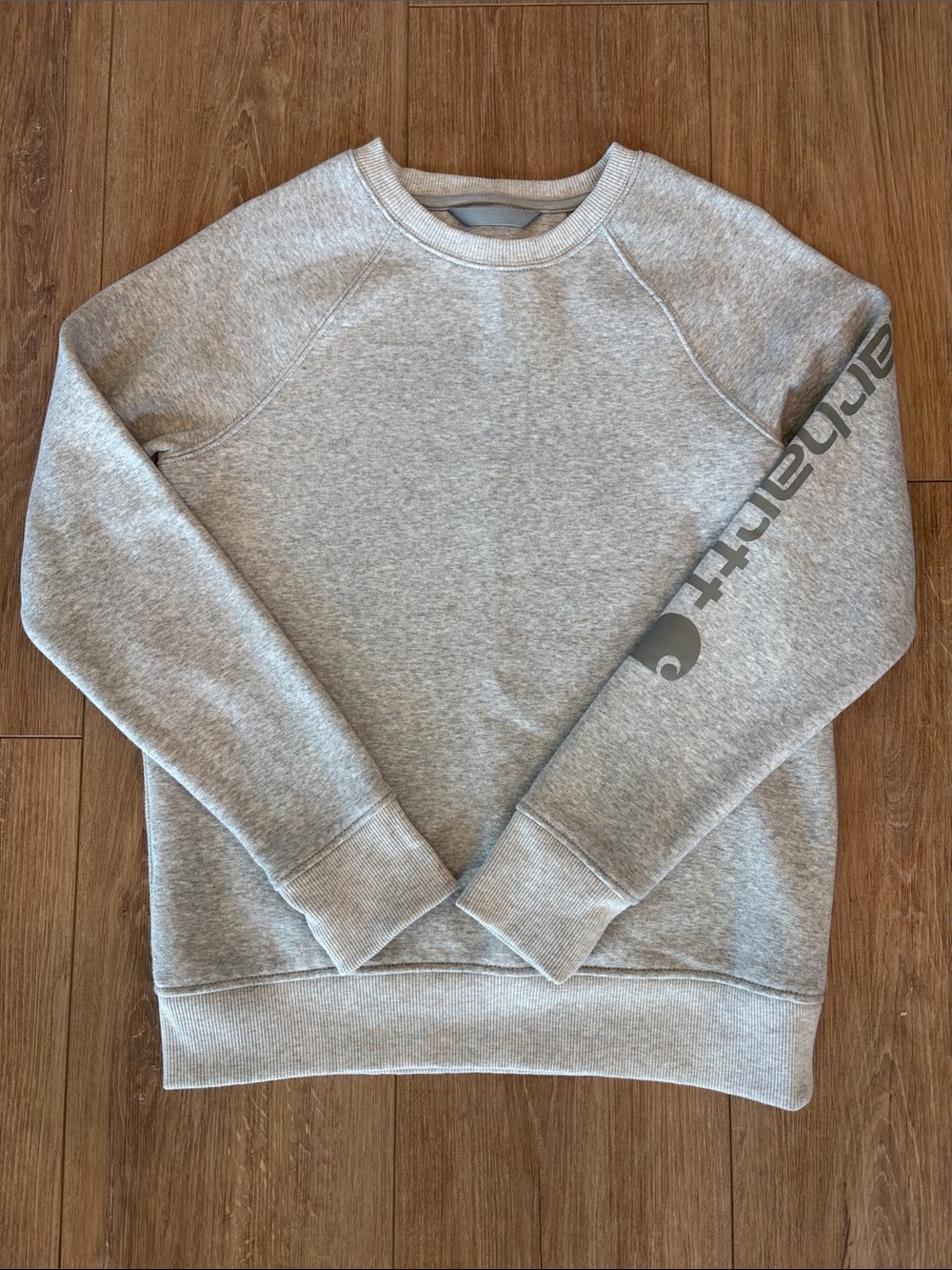 Carhartt Light Gray Crewneck Sweatshirt with Sleeve Logo